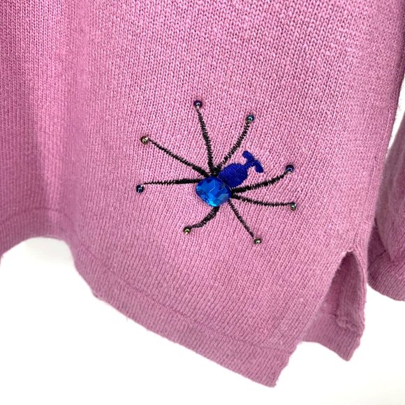 Vintage‎ Michael Simon Embroidered Butterfly Heart Bee Sweater Women Sz Medium - Picture 5 of 7